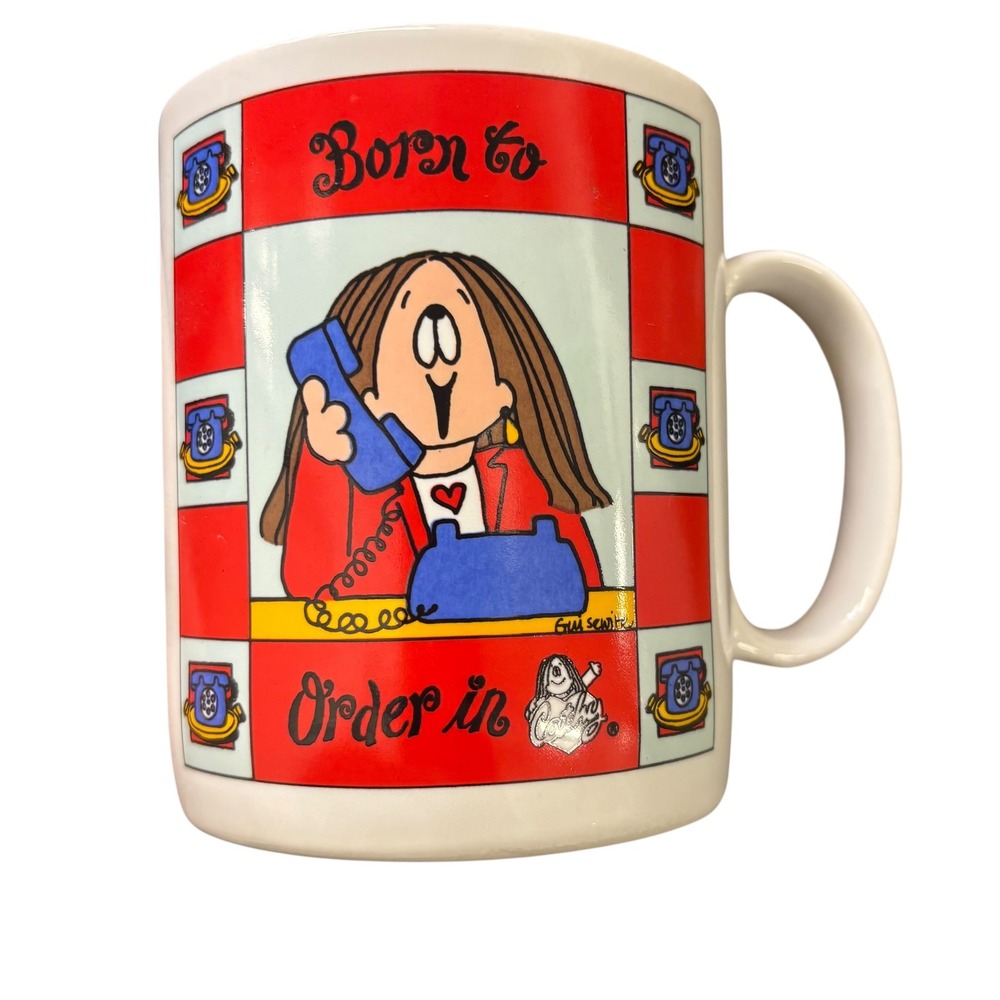 Cathy Kitchen Collection Mug Born to Order In Funny Cartoon Cup‎ 1995 Papel
